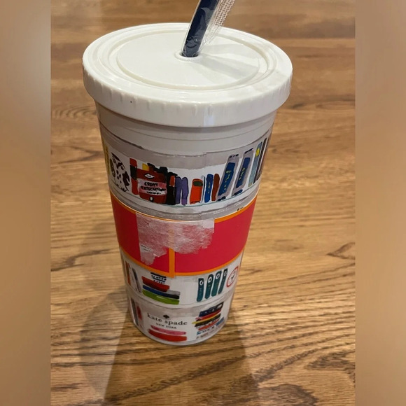 Kate Spade Like A Book Insulated 20oz Tumbler Cup Library Bookshelf RARE